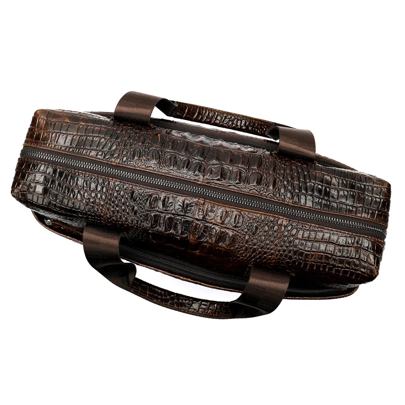 Мужская сумка-портфель из натуральной кожи с узором «крокодиловая кожа»
