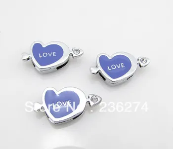 

(100pcs/lots)Heart Slide Charm fit DIY 8mm wristband /belts
