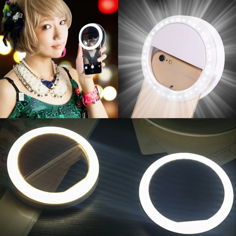 

Led Fill Light Artifact Usb Charging Led Selfie Artifact Ring Heart-Shaped Fill-In Light