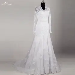 RSW1189 реальные фотографии yiaibridal Renda Sereia Vestido De Noiva Manga Longa