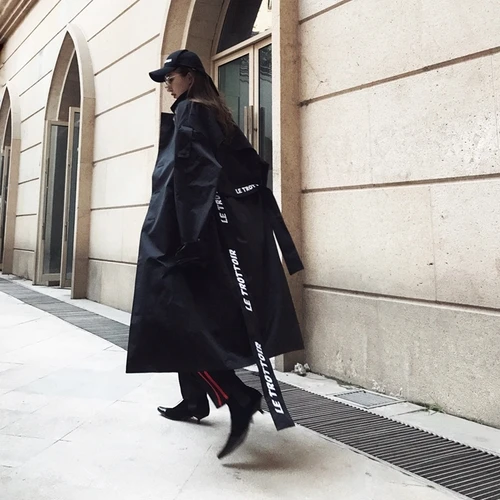 Высокая мода Уличная Повседневная негабаритных длинный Тренч пальто для женщин винтажные пальто ветровка sobretudo feminino
