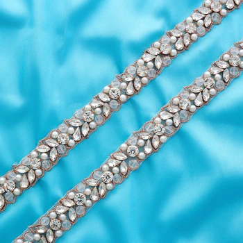 

Iron for Applique Wedding Dresses Beaded Handmade Silver Bride Crystal Rhinestone Accessories DIY Gold Hot Drill Wholesale S134