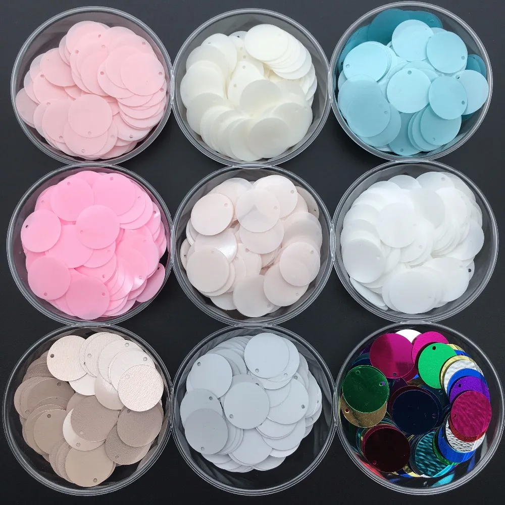 

20mm 35g 320pcs Pvc Flat Round Loose Sequins PailletteS Sewing Wedding Crafts, Women DIY Accessory, Lentejuelas Para Coser