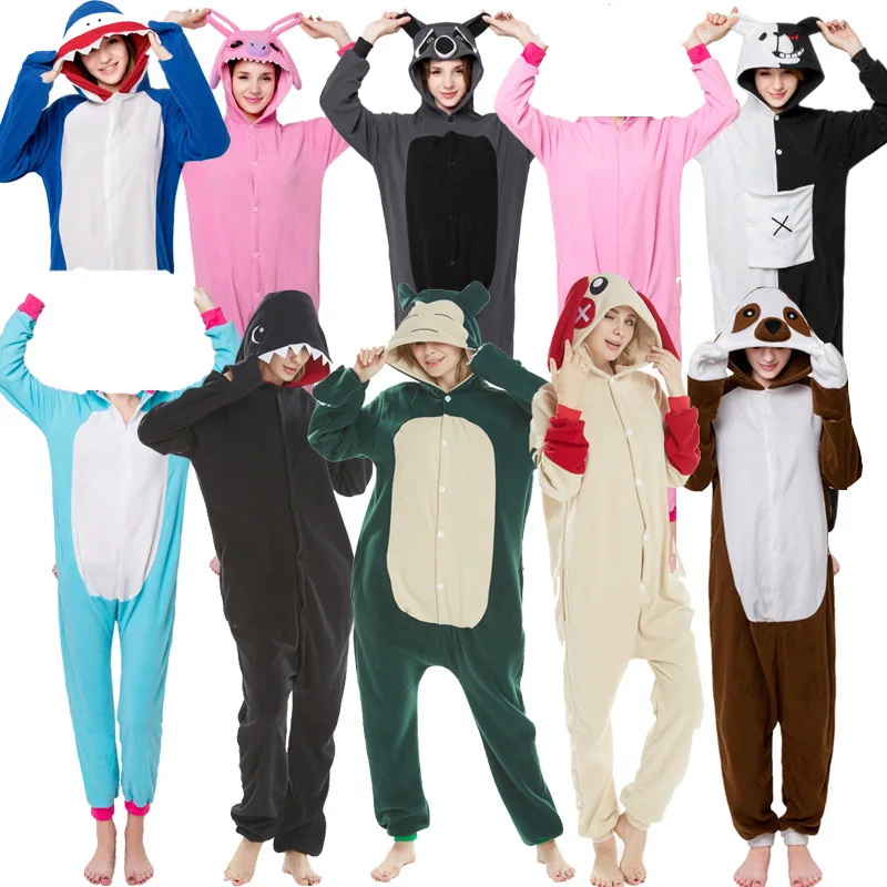 

JINUO Unisex Adult Hooded Home Wear Winter Warm Fleece Onesies Overall Pajamas Animal Cosplay Kigurumi Cartoon Costume Sleepwear