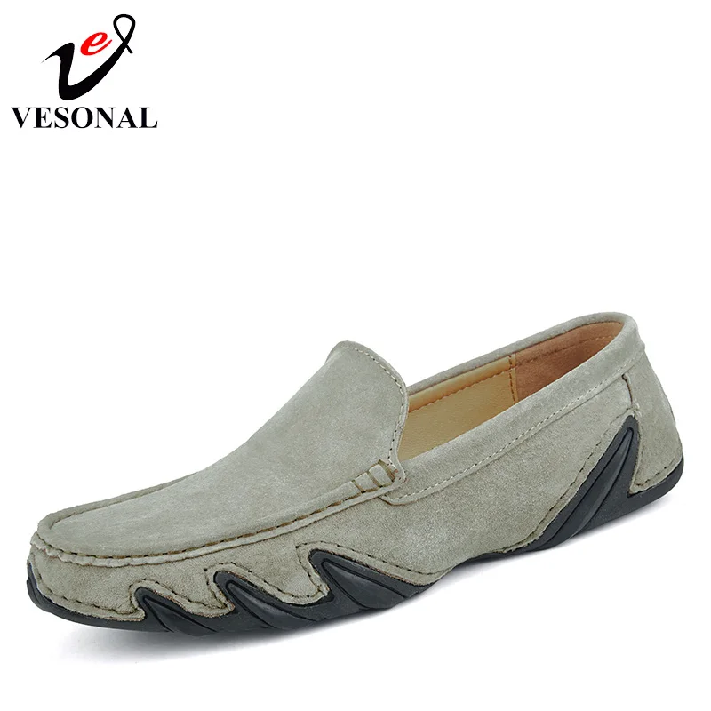 

VESONAL Genuine Leather Driving Male Loafers Shoes For Men Moccasins Slip On Spring Summer Casual Flats Boat Soft Light Footwear
