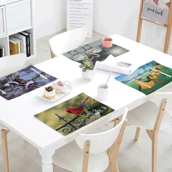 

Freedom Birds Linens Table Napkins Tea Placemat Place Mat Polyester Fence Parrot Swan Servilletas Para Bodas Design Party Decor