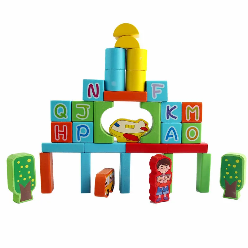 53 шт. Алфавит Блоки детская деревянная игрушка блоки содержат 26 букв, Классические Развивающие деревянные блоки дети игрушки