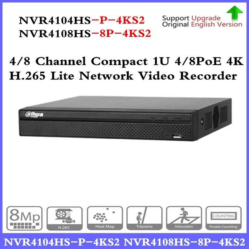 

DH NVR NVR4104HS-P-4KS2 NVR4108HS-8P-4KS2 with 4/8ch PoE Port H.265 Video Recorder Support ONVIF CGI Metal POE NVR