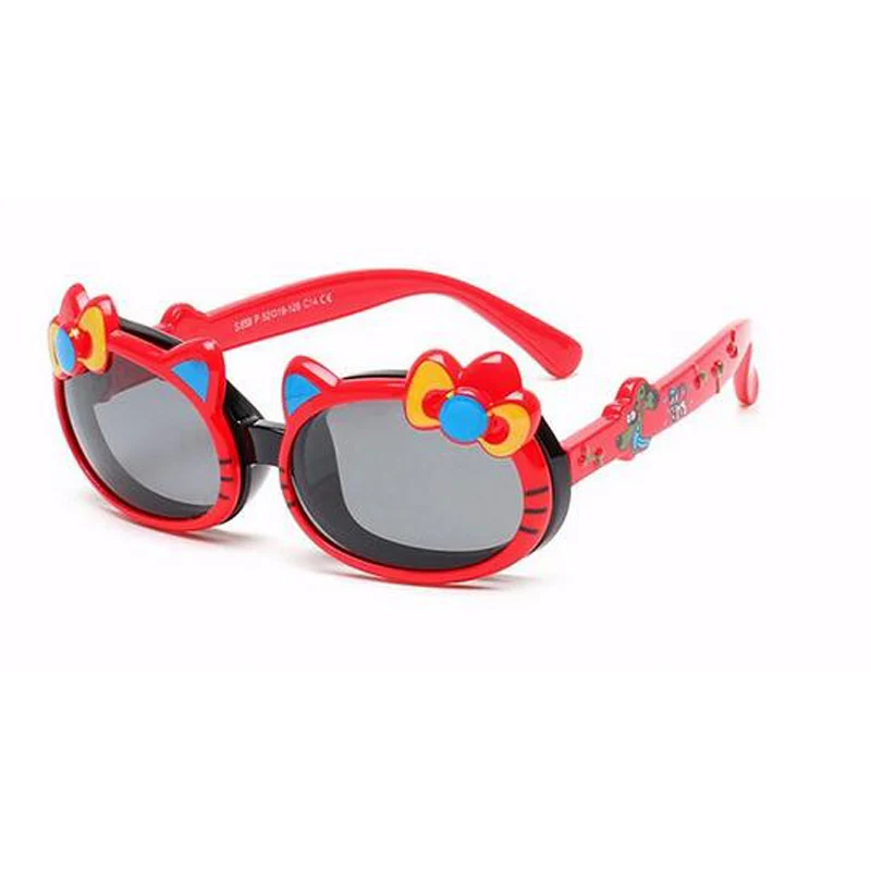 Новая мода для детей милый кот флип поляризованные Солнцезащитные очки для женщин Дети младенческой мультфильм TAC TR90 Защита от солнца Очки Открытый очки Óculos 859 - Цвет линз: black frame red