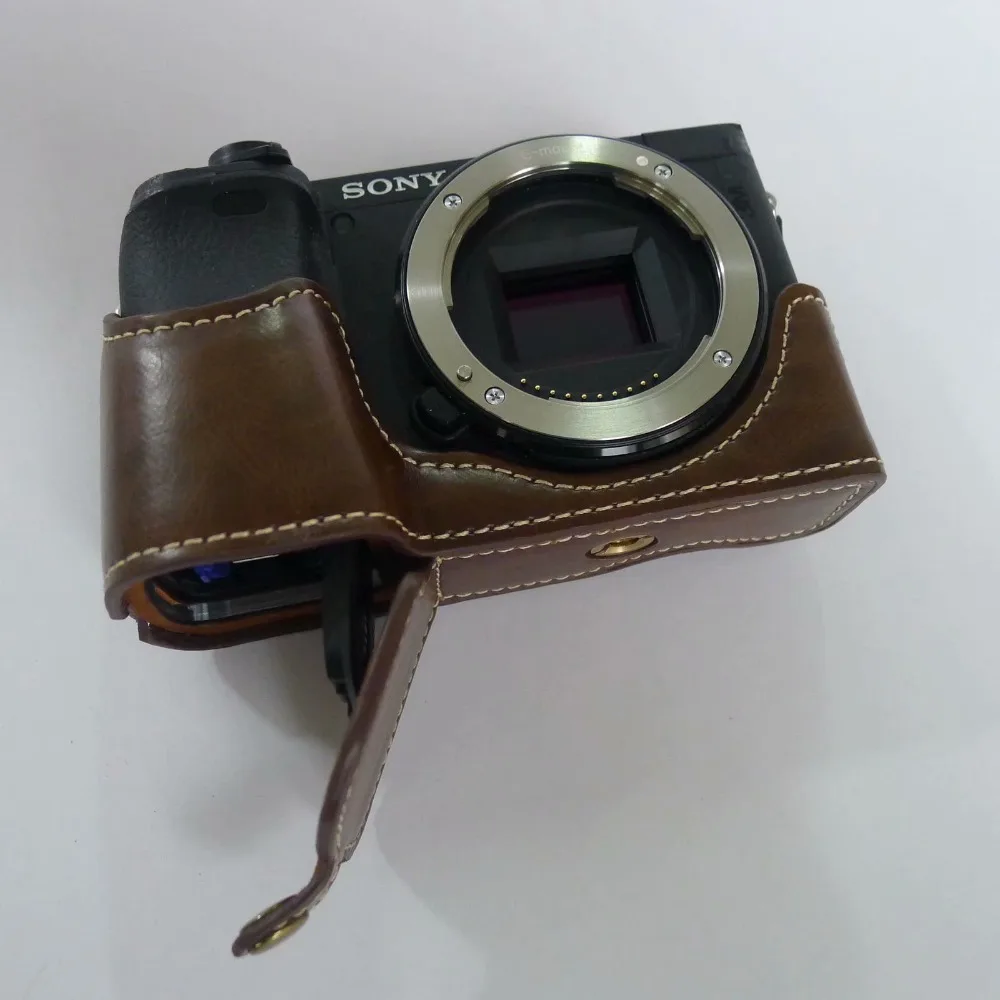Чехол-сумка для камеры sony A6300 A6000 A6400 A6600 из искусственной кожи с отверстием для батареи