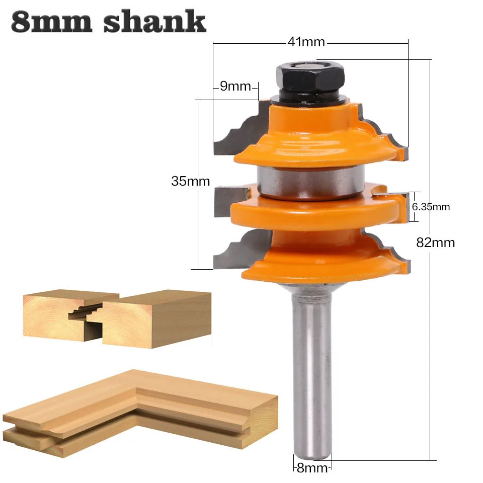 

1Pc 8mm Shank Rail And Stile Wood Router Bit Ogee Stacked woodworking router bits Wood Milling Cutting Tools