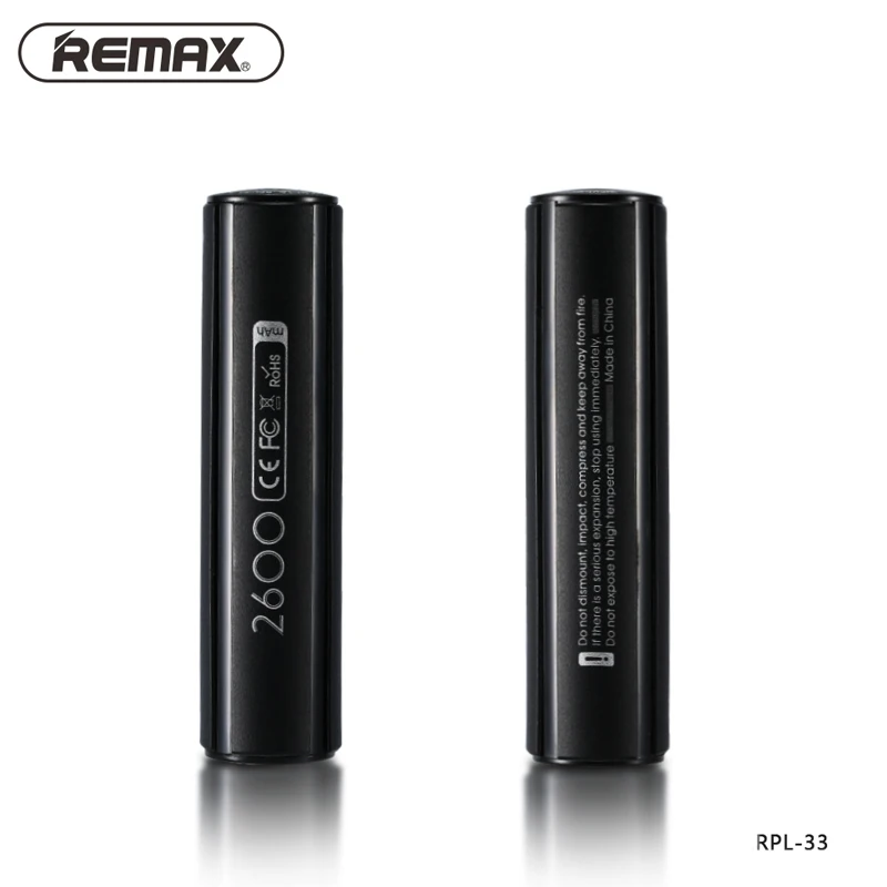 Remax 18650 power Bank 2600mAh портативное зарядное устройство для iPhone 8 samsung huawei Xiaomi bateria externa - Цвет: black