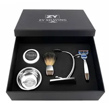 

Men Shaving Razor Gift Set 3/5 Blade Safety Razor Badger Hair Brush Shaving Razor Brush Holder Soap Bowl Shaving Soap Kit