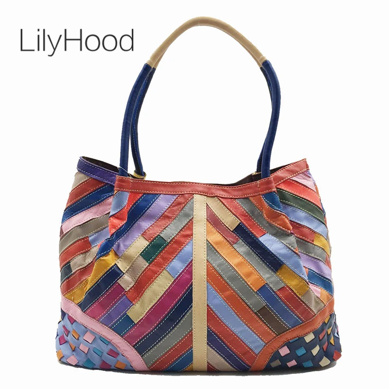 LilyHood Natural Leather Large Totes Women Fashion Top Handle Big Bags for Work Female Sheepskin ...