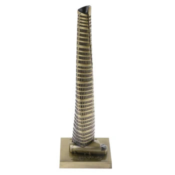 

10cm Vintage Metal Model Shanghai Tower Bronze Statue Landmarks for Home Decor Kids Present Desk Ornament