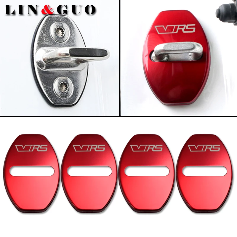 

4PCS Door Lock Cover case for VRS Octavia A7 Rapid Superb Yeti Fabia Citigo assessories car styling