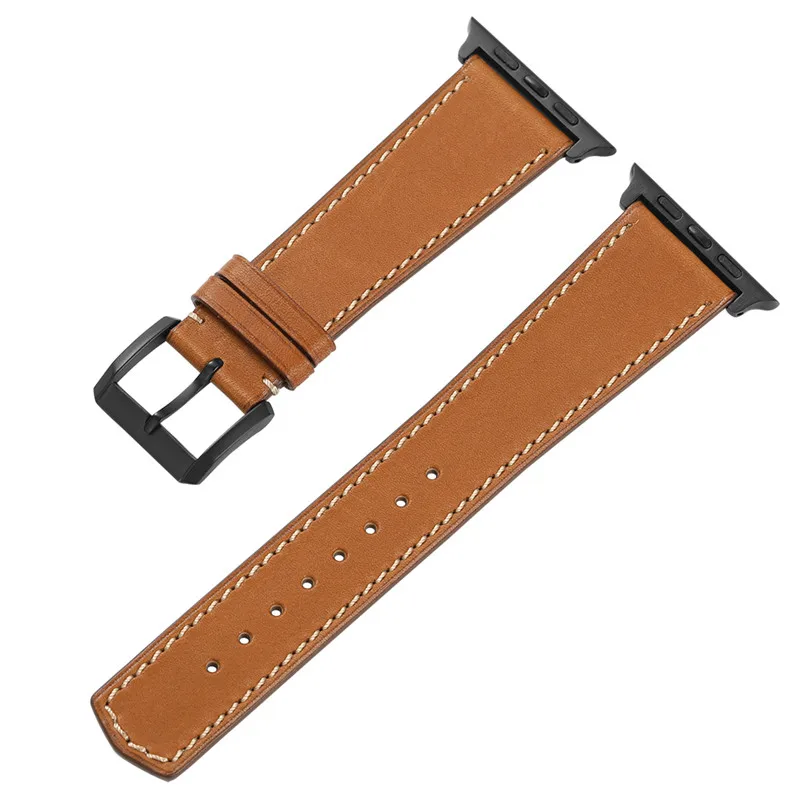 CHIMAERA для наручных часов Apple Watch плечевой ремень кожаный ремешок для наручных часов iWatch серии 1/2/3/4 часы ремешок 38 мм 40 мм 42 44 мм - Цвет ремешка: brown(longer)-black