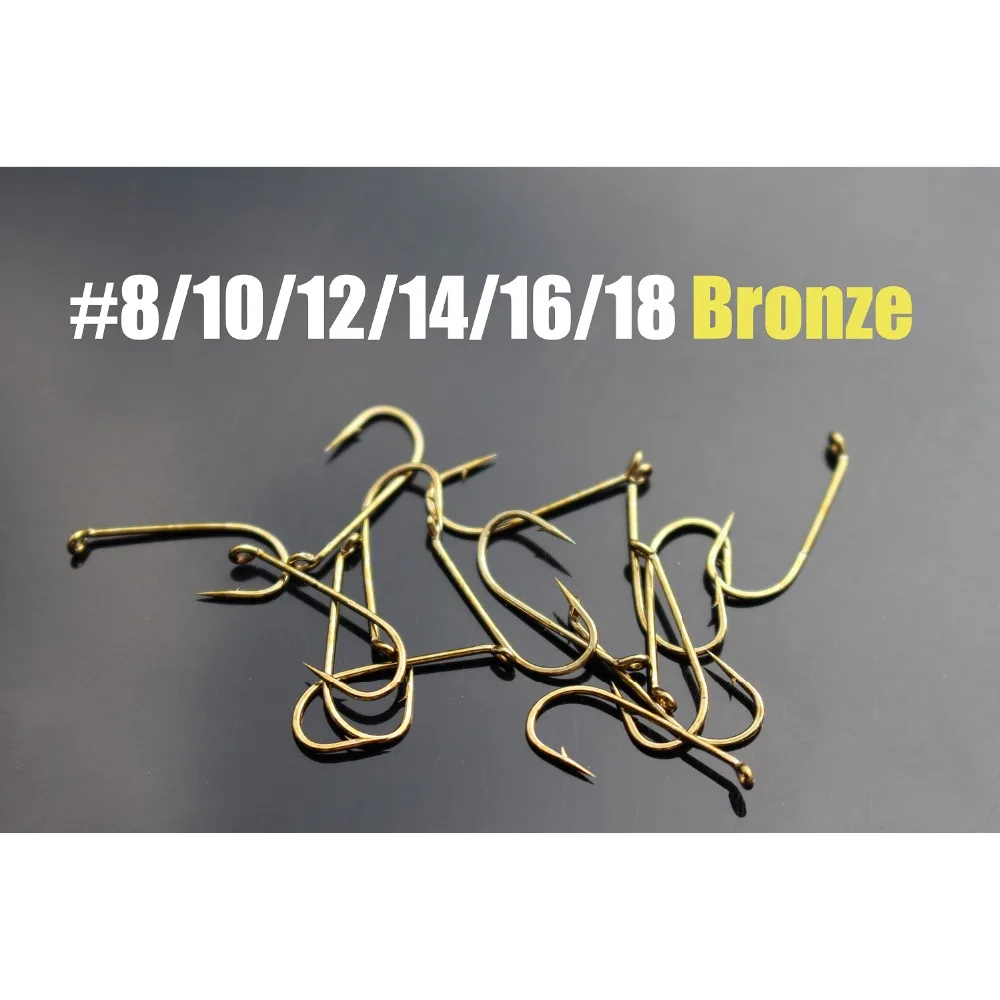 Tigofly 50 pcs/lot Bronze Color Fly Tying Hook Standard Dry Flies Fly Fishing Barbed Hooks Size 6# 8# 10# 12# 14# 16# 18# - Image 4