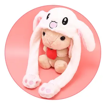 

Cute Rabbit Ear Shape Hat Can Move Airbag Magnet Cap Plush Gift Dance Toy Velvet Unisex Novelty Warm Accessories Droshipping