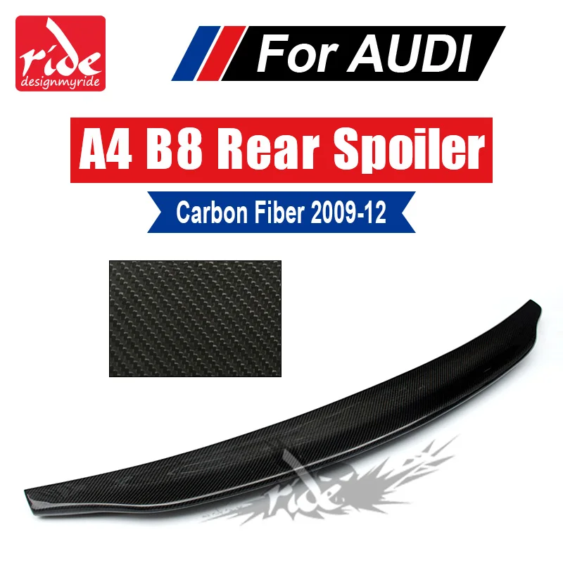 

For Audi A4 A4a A4Q A4A Spoiler Tail B8 Belgium Style Carbon Fiber rear spoiler Rear trunk Lid Boot Lip wing car styling 2009-12