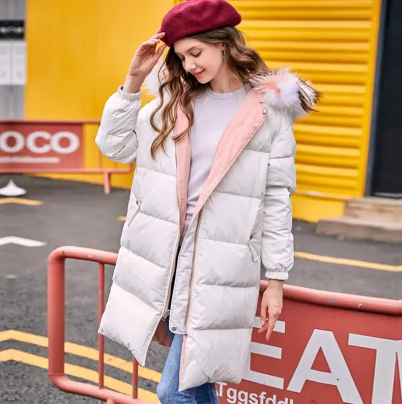 Les Femmes White blue À Vers Longueur Pink Le Bas And Capuchon Porter Côtés Duvet P639 Sur Deux Survêtement Manteaux Canard D'hiver Veste Chaud Manteau Black Blanc Femelle De Moyen 5FAwqpH