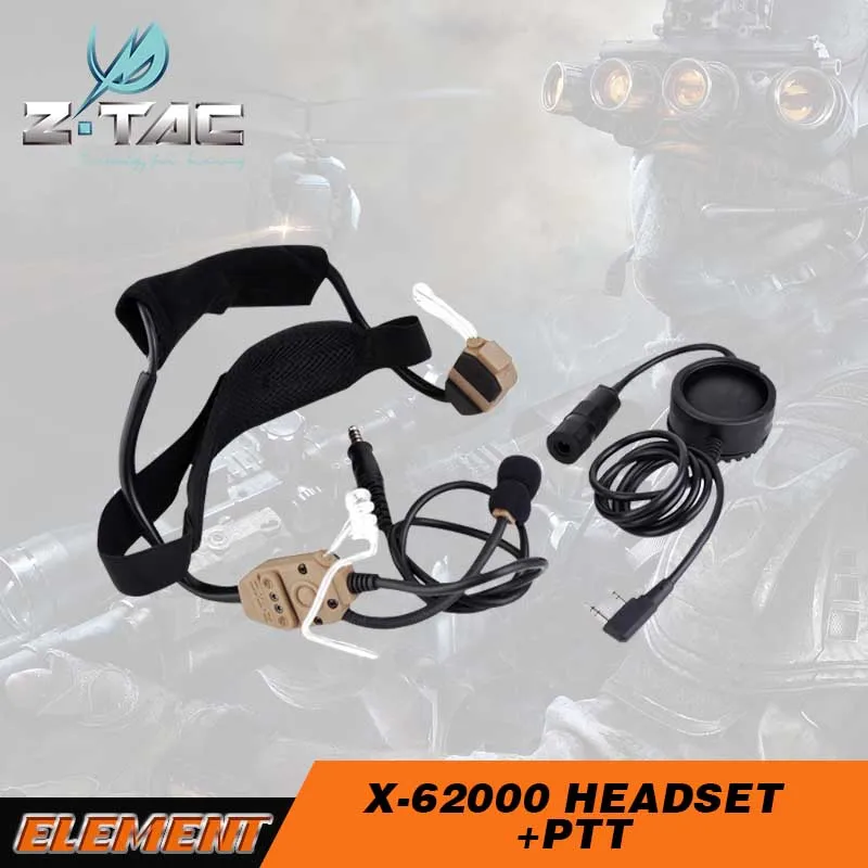 

X-62000 Tactical Headphones Boom Mic AND Air duct Military Headphones Z047(DE) With TCI PTT For Midland Kenwood Z138