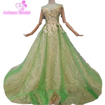 

Elegant 2019 Flower Lace Quinceanera Dress Lovely Green Sparkly Sweet 16 Year Princess Dresses For 15 Years Vestidos De 15 Anos