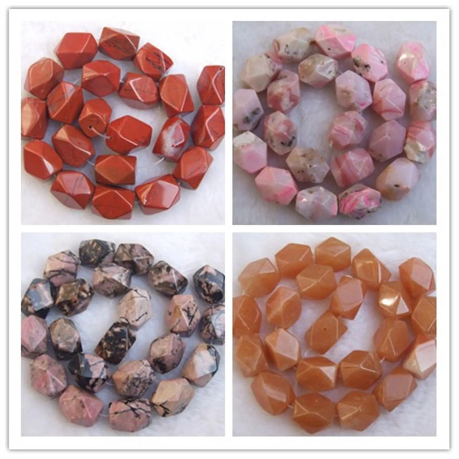 

13x18mm Pink opal Onyx Rhodonite Rose quartz Nugget Shape Loose Beads 15.5"
