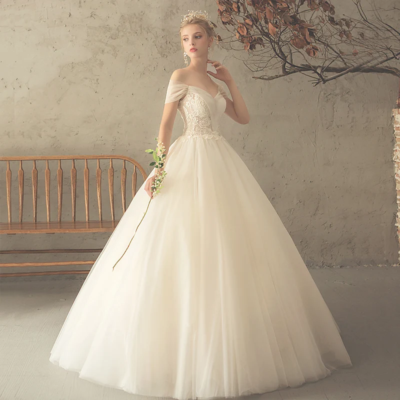 Ruthshen v-образный вырез иллюзия свадебное платье с открытыми плечами свадебное платье пышное Пышное Бальное Платье принцессы 2019 Новое
