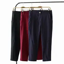 2019 лето плюс Размеры Для женщин Повседневное брюки льняные хлопковые брюки большой Размеры большой пенал «Гарем» Штаны женские брюки