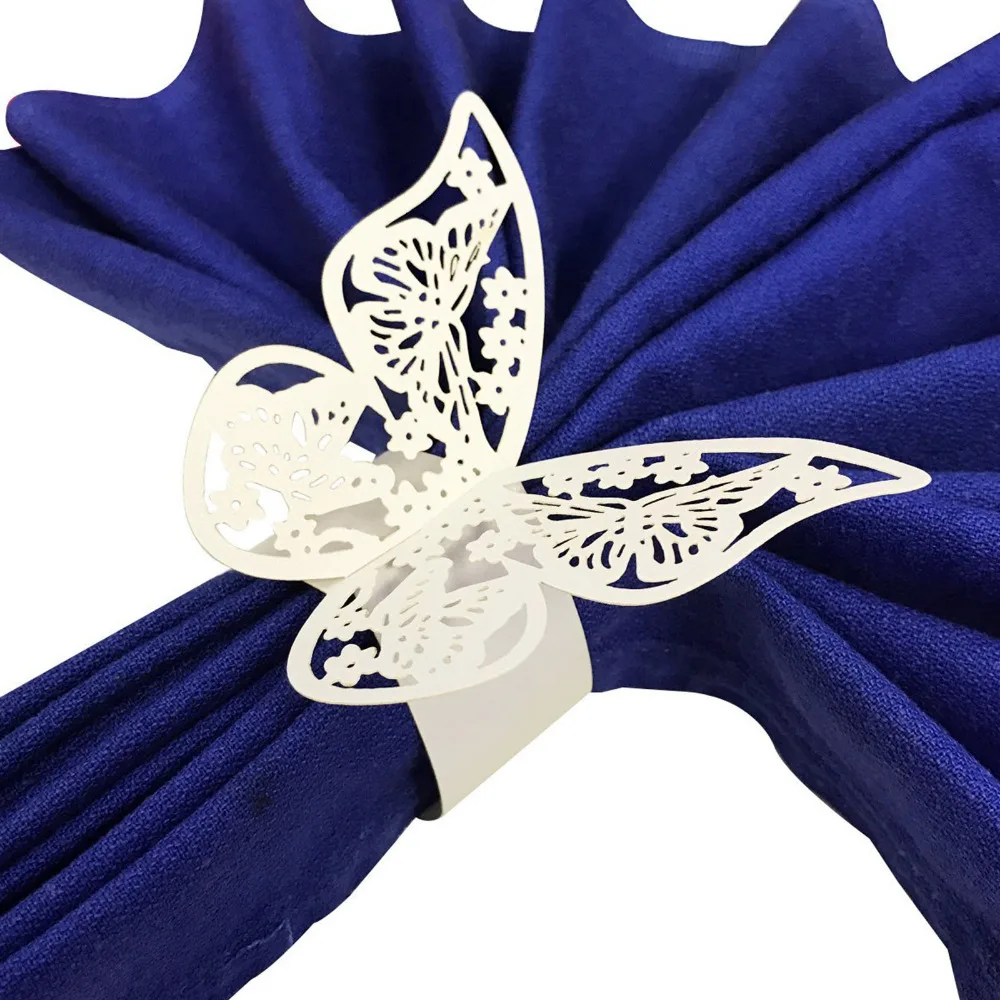 Wholesale 50pcs New Year hollow Paper Butterfly Napkin Rings Weddings Party Serviette Table Decoration Favor for Christmas Wholesale 50pcs New Year hollow Paper Butterfly Napkin Rings Weddings Party Serviette Table Decoration Favor for Christmas