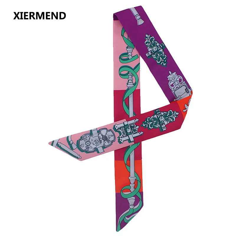 

2018 spring new slender narrow long scarf tie bag handle skinny scarves small ribbon scarf Ms. scarf