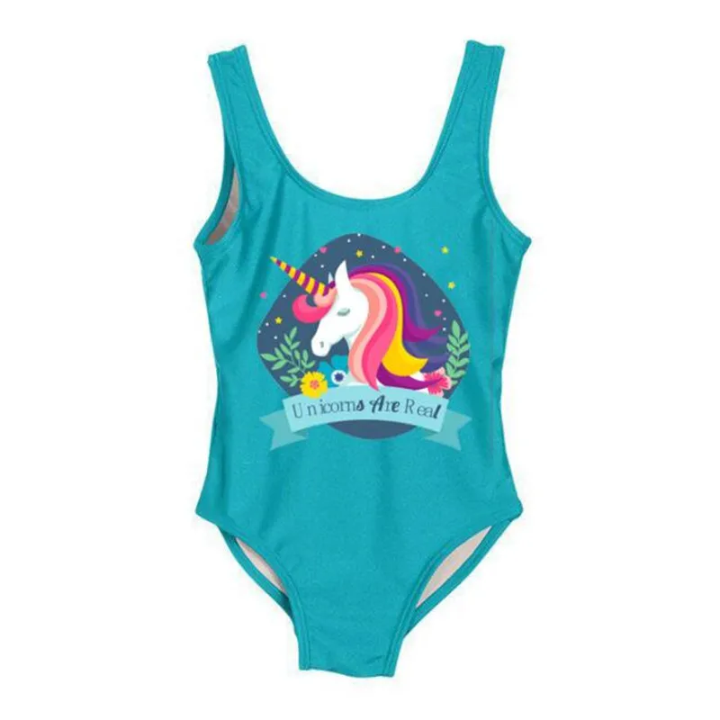 Funfeliz Flamingo Swimsuit for Girls 2-8 Years One Piece Girls Swimwear Cute Unicorn Kids Swimming Suit Children Bathing suits