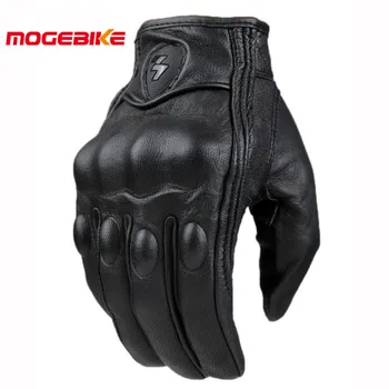 luvas motociclismo guantes moto Guantes de motocicleta de cuero guantes impermeables de la motocicleta Real perforados Retro de la búsqueda de Motoengranajes de protección guantes de Motocross de regalo