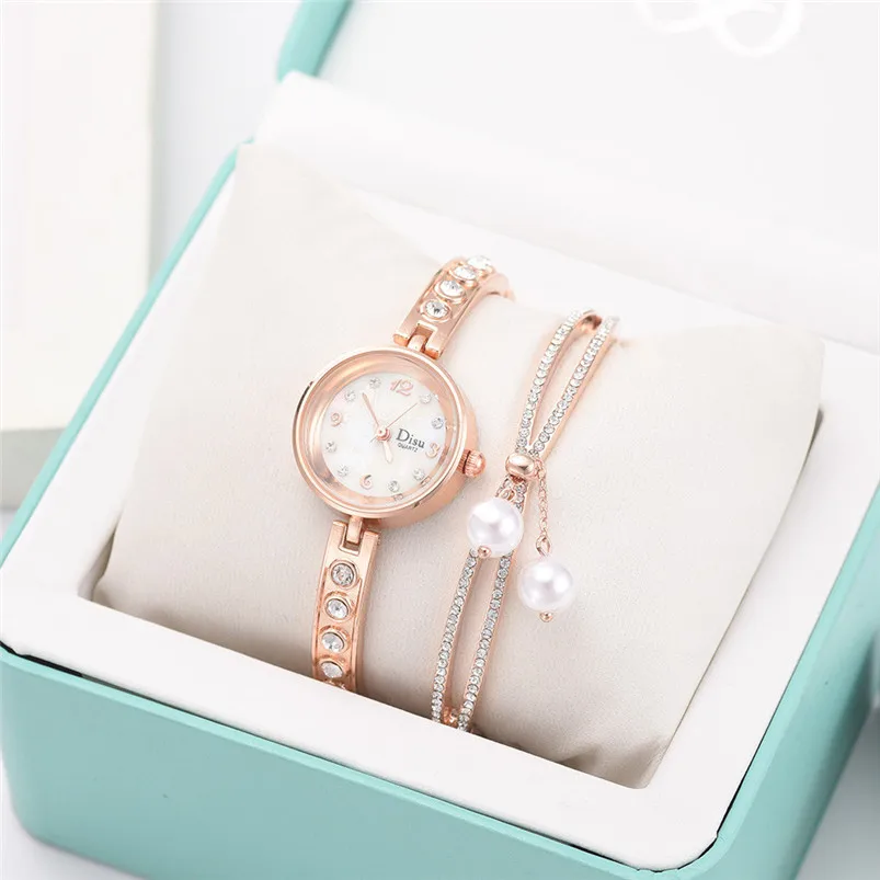 Light Luxury Girl Temperament Watch Bracelet Set Chain Watch Birthday Gift Women's Watch Bracelet Set with Box D25 (10)