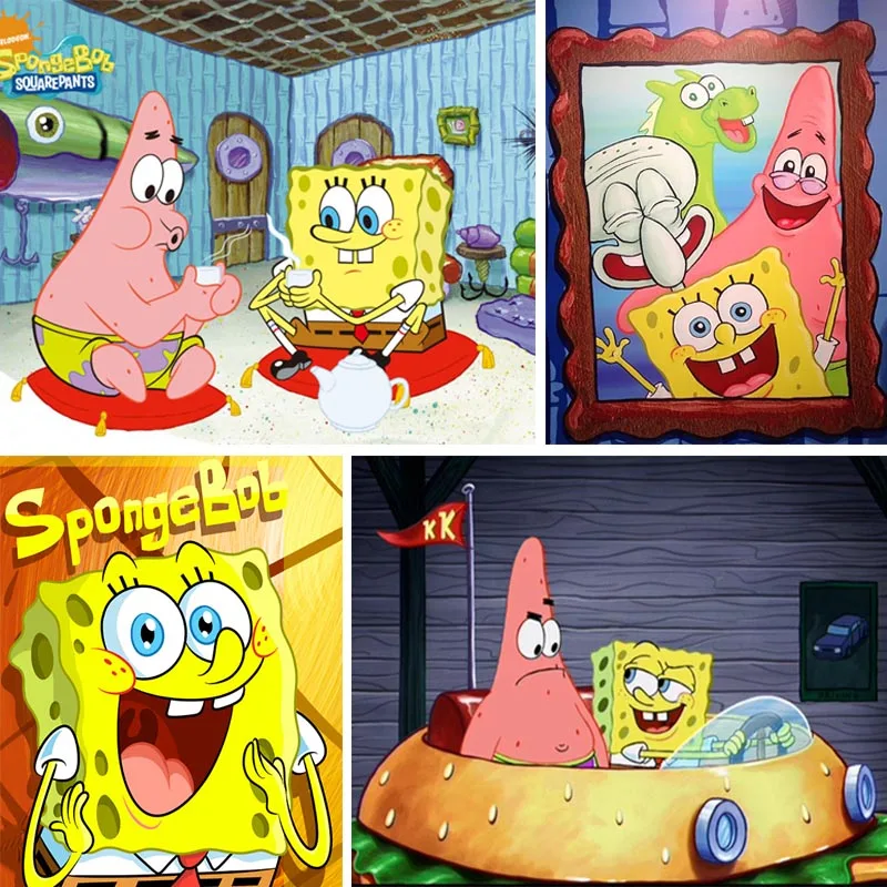 

Anime Diamond Painting SpongeBob Full Square 5d Diy Diamant Painting Patrick Star Diamond Embroidery Friends Home Decor Gift X4