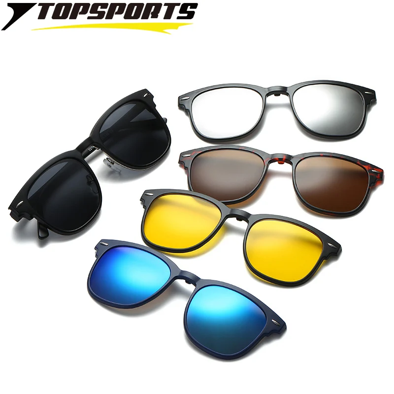 TOPSPORTS, поляризованные солнцезащитные очки с 5 линзами, мужские Оптические очки с оправой для близорукости, очки для вождения, магнит, wo, мужские очки по рецепту