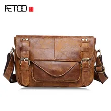 AETOO кожаная мужская сумка-мессенджер Новая повседневная Ретро Мужская сумка-мессенджер брезент винтажная посылка