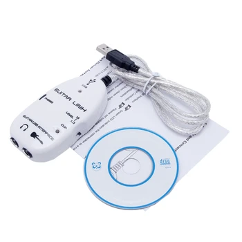

1pc White Electric Guitar to USB Interface Link Audio Cable Music Recording Adapter For PC