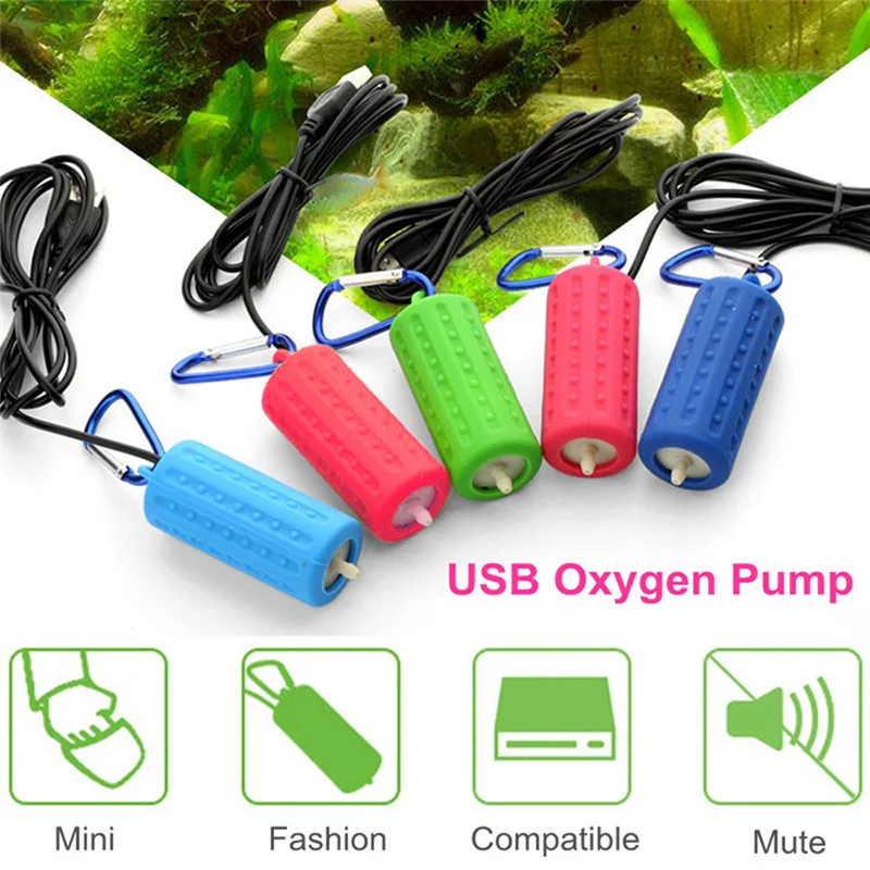 Aquarium Mini USB Oxygen Air Pump With Accessories Stone Check Valve Tube8