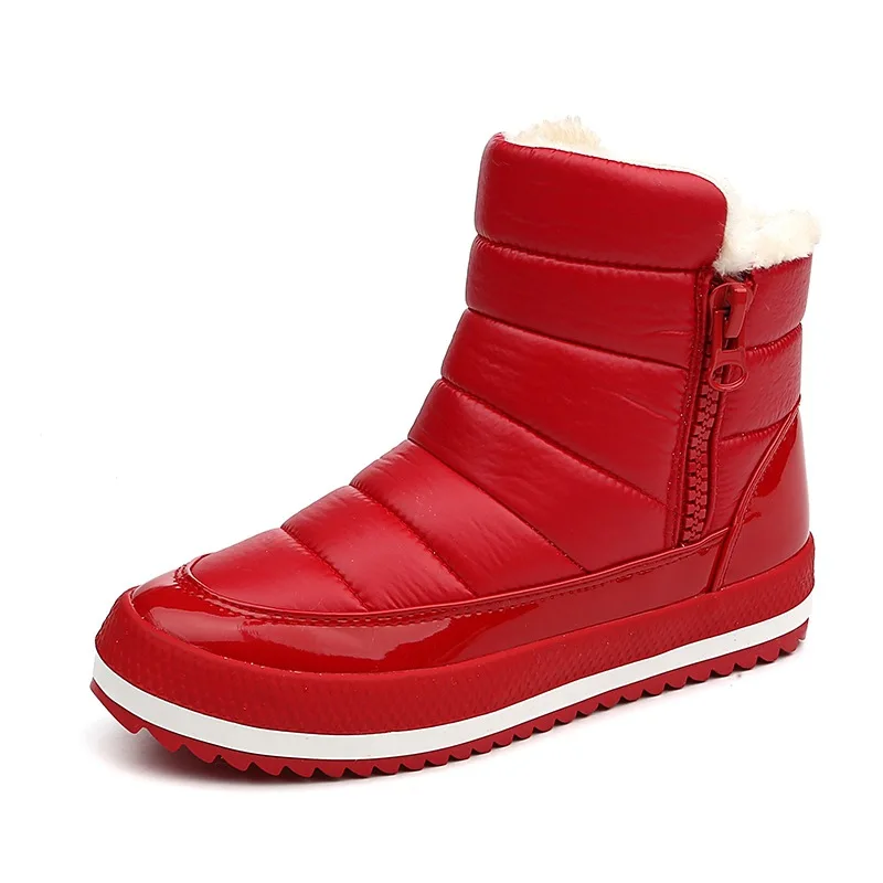 Зимние ботинки; женские ботильоны; теплые женские зимние ботинки на меху; Модные женские ботинки; Bota; женская обувь; зимняя обувь; Botas Mujer - Цвет: Красный