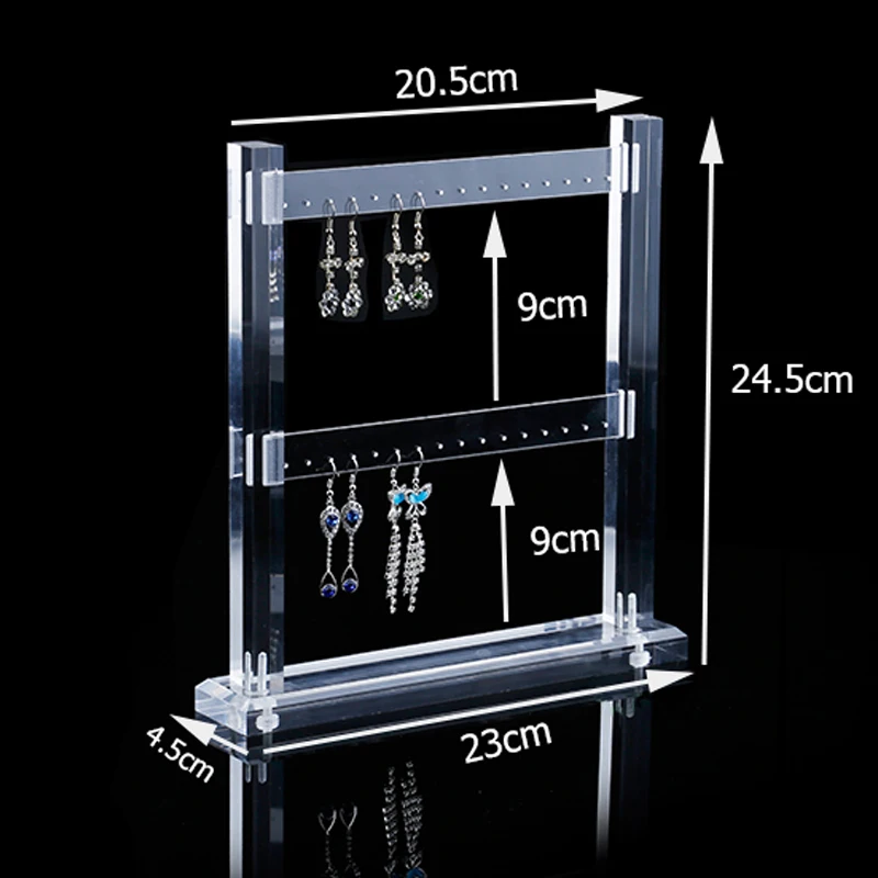 Топ акриловый плексиглас Висячие ювелирные изделия с длинными серьгами держатель выставочный элемент стойка ушной шпильки представление стойки Съемная витрина - Цвет: 2 layers clear
