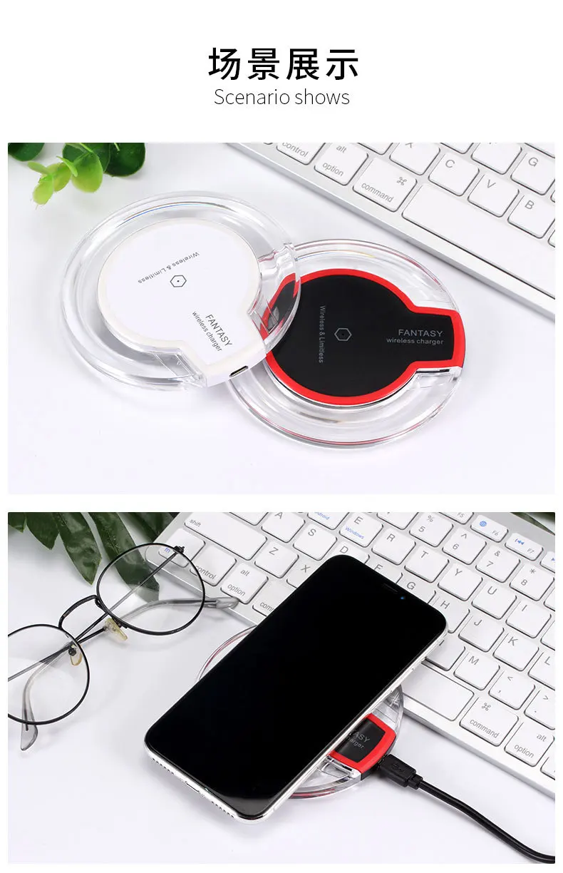 Хрустальный адаптер для беспроводной зарядки мобильного телефона QI USB Быстрая зарядка для Apple Iphone 6/7/8/X штекер samsung Xiaomi для huawei Nokia