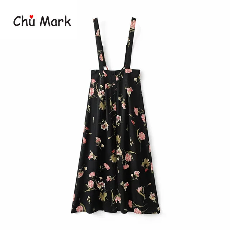 Chu Mark women summer long dress floral print high waist side split overalls female 2018 new fashion maxi vestidos femme 904093 | Женская