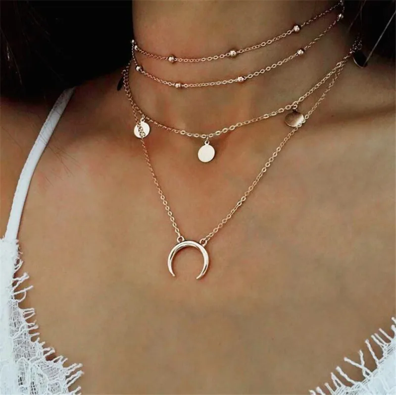 

Silver Gold Color Choker Necklace for Women Short Stars Moon Pendant Chain Necklaces & Pendants Chokers Fashion Jewelry