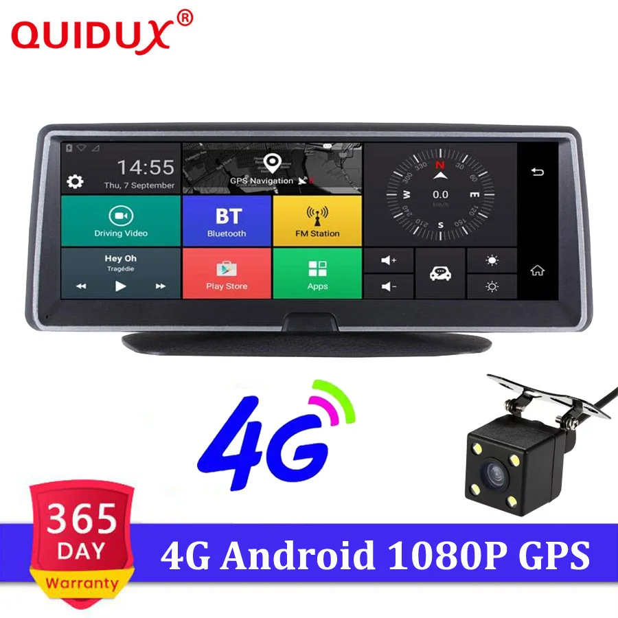 

QUIDUX 4G Car Camera GPS naivgator 8.0" Android 5.1 Car DVRs WIFI FHD 1080P Video Recorder Registrar dash cam DVR ADAS dual lens