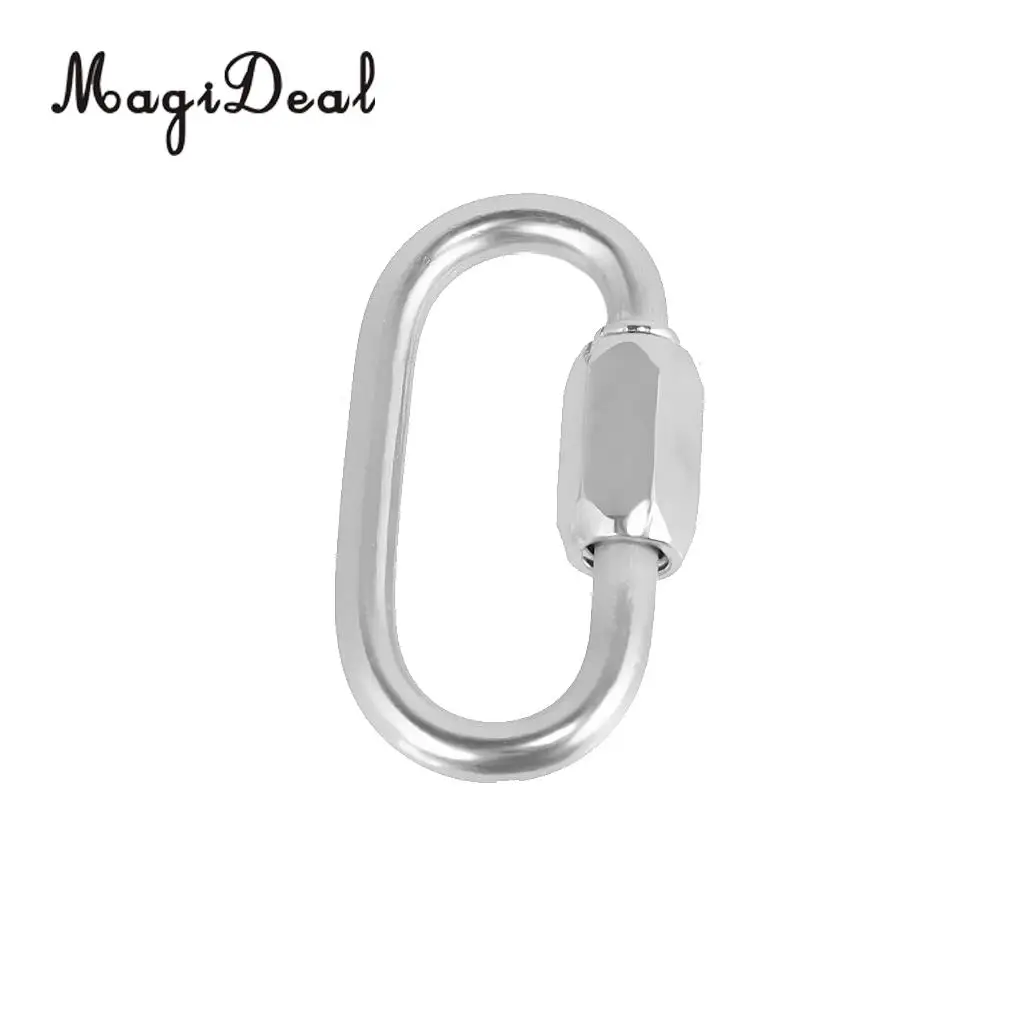 MagiDeal Safety 5mm 316 Stainless Steel Chain Quick Link Marine Grade Carabiner SWL 450KG/ 220KG for Hiking Camping Application