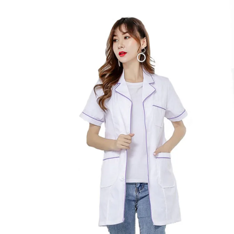 Женское модное платье с лацканами с коротким рукавом Lab Coat (Mock wrap)