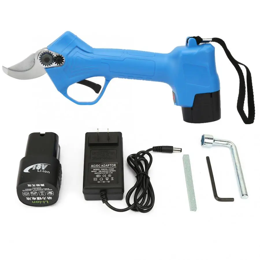 

18V Li-ion Battery Cordless Secateur Branch Cutter Fruit Tree Pruning Shears CN Plug 110-220V Household Electric Secateur