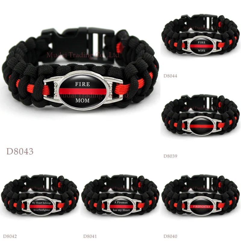 CustomTHIN красная леска FIRE Mom Paracord Открытый браслет для выживания кемпинга спорта